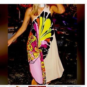 Free People one shoulder dress bold as love butterfly print asymmetrical short.